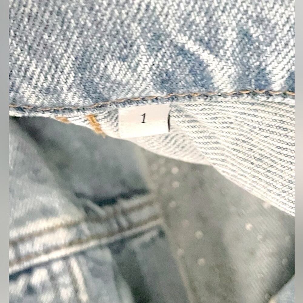 Sandro Pearl Embellished Oversized Distressed Denim Jean Jacket Size small - Picture 14 of 16